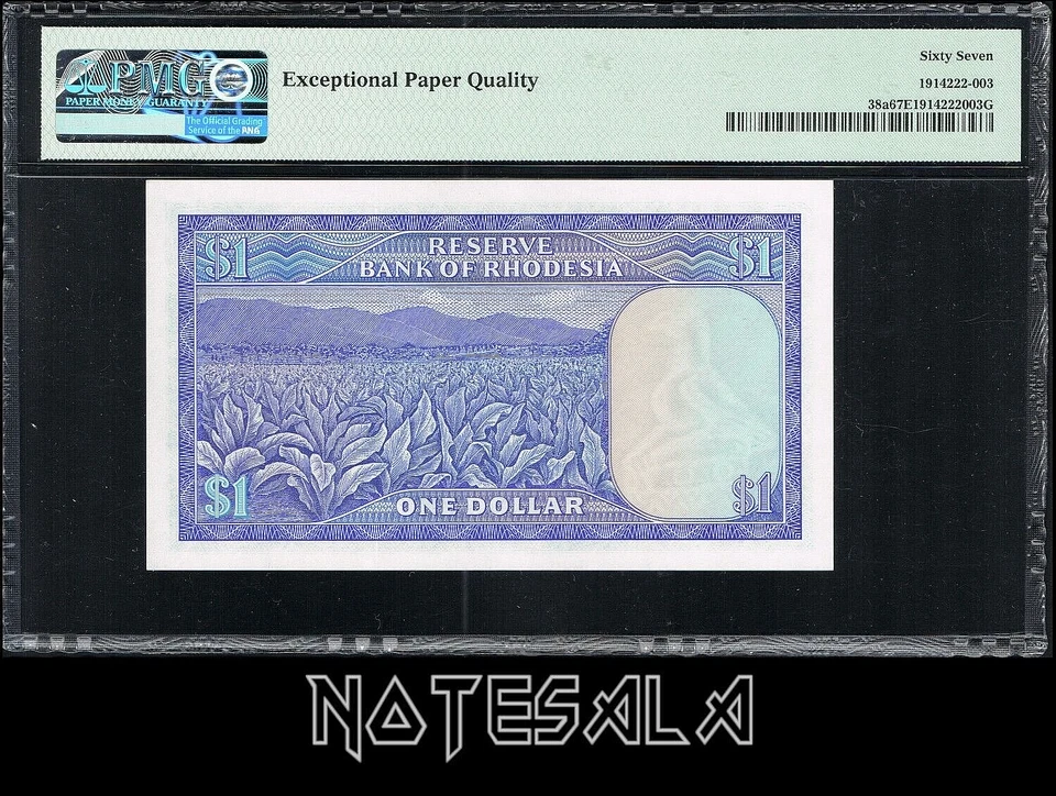 RHODESIA 1$ DOLLAR 1979 Pick-38a PMG 67 EPQ Superb Gem UNC - Image 2 of 2