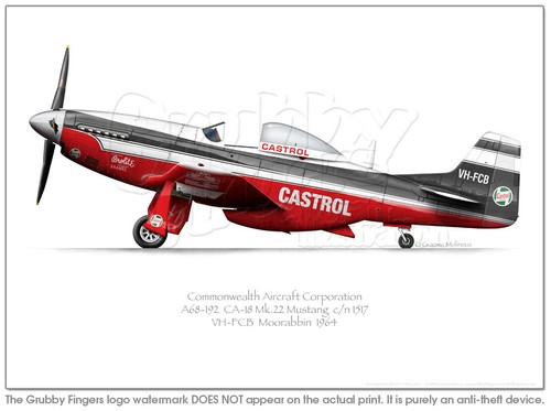 Mustang A68-192 VH-FCB Castrol 1964 - A3+ impresión de perfil - Imagen 2 de 4