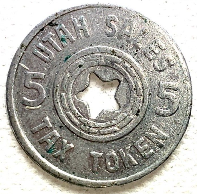Utah Sales Tax Aluminum Token 5 Mills Emergency Relief Fund 19371942