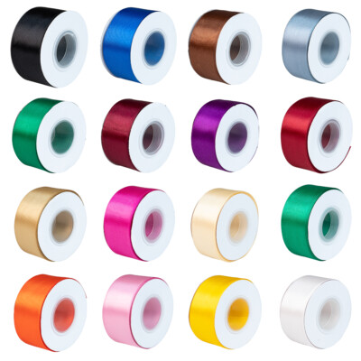 Craft County Double Faced Satin Ribbon   2 ,1 ½ , 1 ¼'', & 1    22 Various Colors