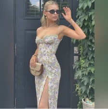 Sz XS Plus Cup House of CB Charlotte' Peony Print Midi Sundress