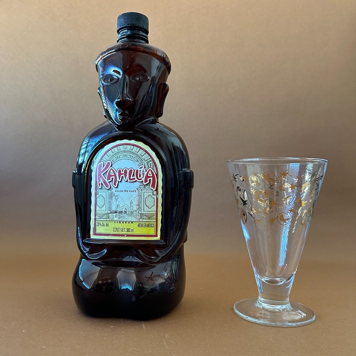 Kahlúa ヴィンテージボトル Kahlua Glass Tiki Liquor Bottle Heritage Ed., 980 ML Empty, 1950s