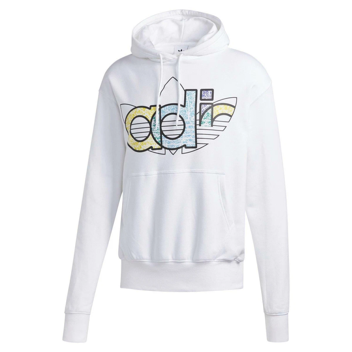 adidas ORIGINALS MEN'S ARCHIVE TREFOIL HOODIE WHITE SWEAT