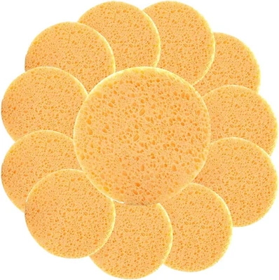 UOWAN 12Pcs Large Facial Sponges Reusable Natural round Puff Mask Cleansing Sponges