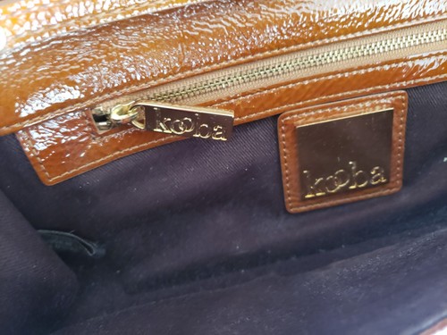 Kooba Penelope Caramel Brown Patent Leather Shoulder Bag Gold Chain Strap EUC! - Picture 8 of 10