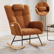 Nursery Rocking Chair Upholstered Padded Seat with High Backrest Baby Comfort