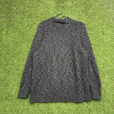 LL Bean Roll Neck Sweater Mens Large LT Gray Organic Cotton Waffle Knit Pullover