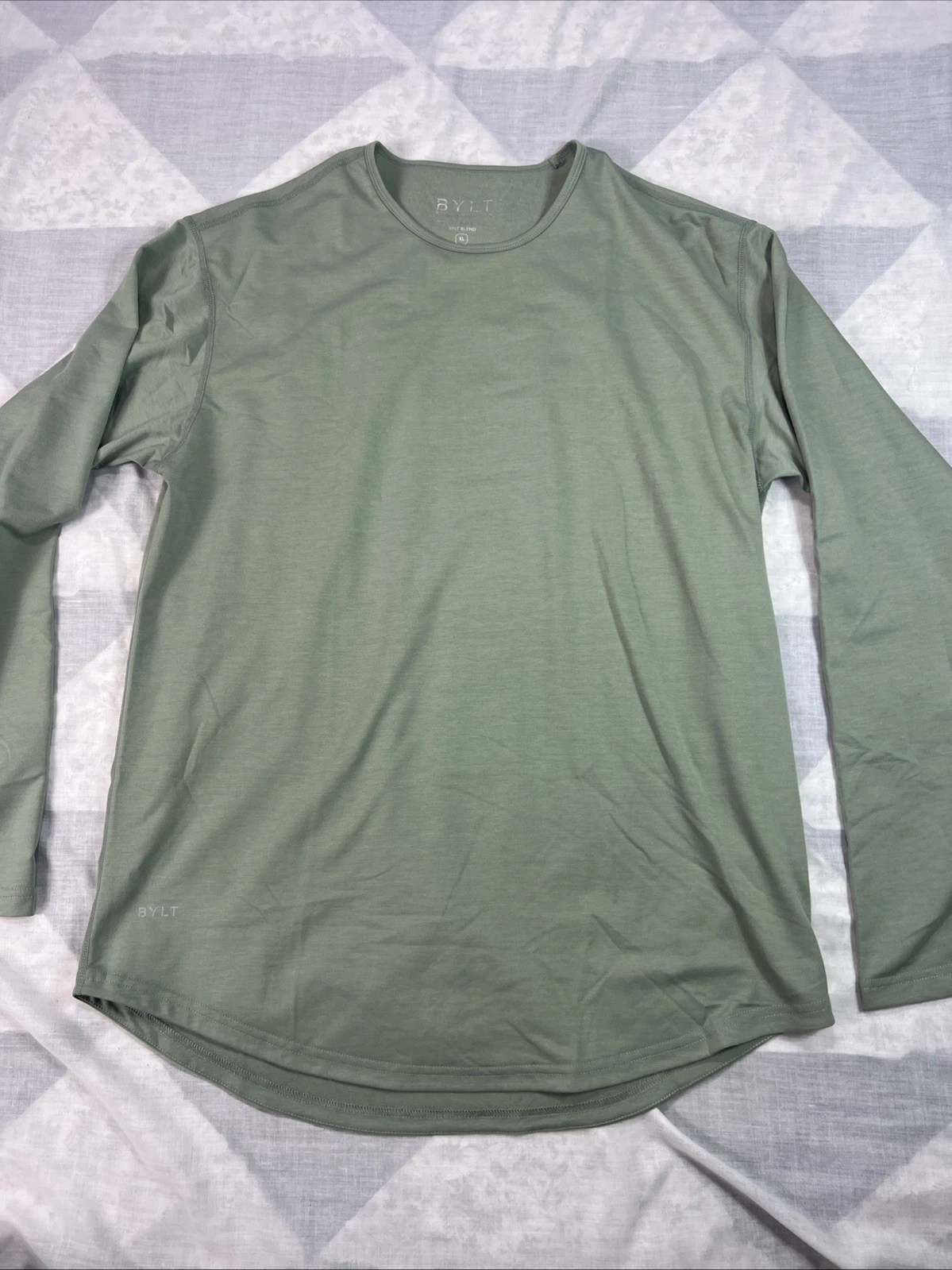 BYLT Drop Cut L/S Blend Performance Stretch Black Crew Neck Shirt Mens XL