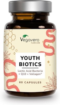 Vegavero Youth Biotics | 60 Kapseln | mit Hyaluronsäure, Vollagen  und Bakterien