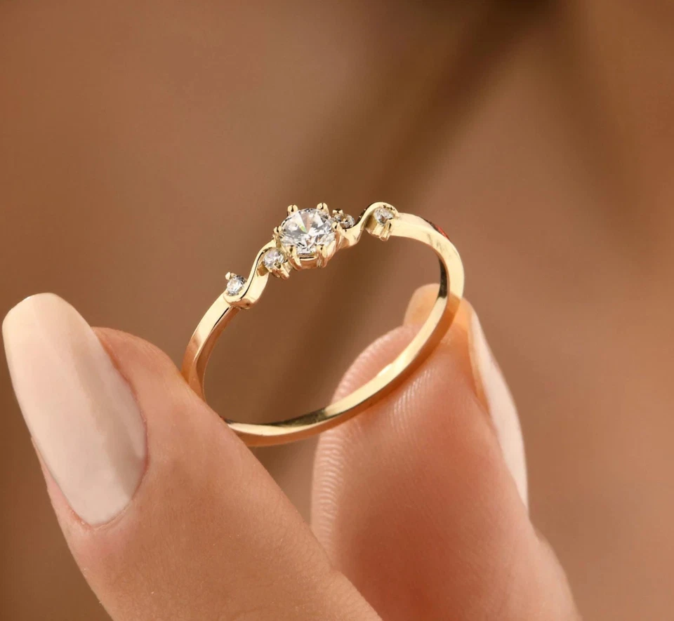 Lab Grown Diamond Promise ring 10k gold rings Anniversary gift ring for her - Image 2 of 4