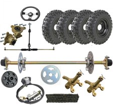 29" Go Kart Rear Axle Kit Front Steering Hub Assembly 6" Wheels Quad Trike ATV