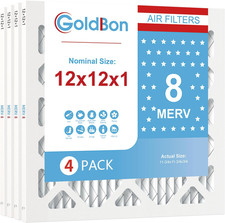 12X12X1 Air Filter 4 PACK, MERV 8 MPR 600 Pleated HVAC AC Furnace Dust Defense A
