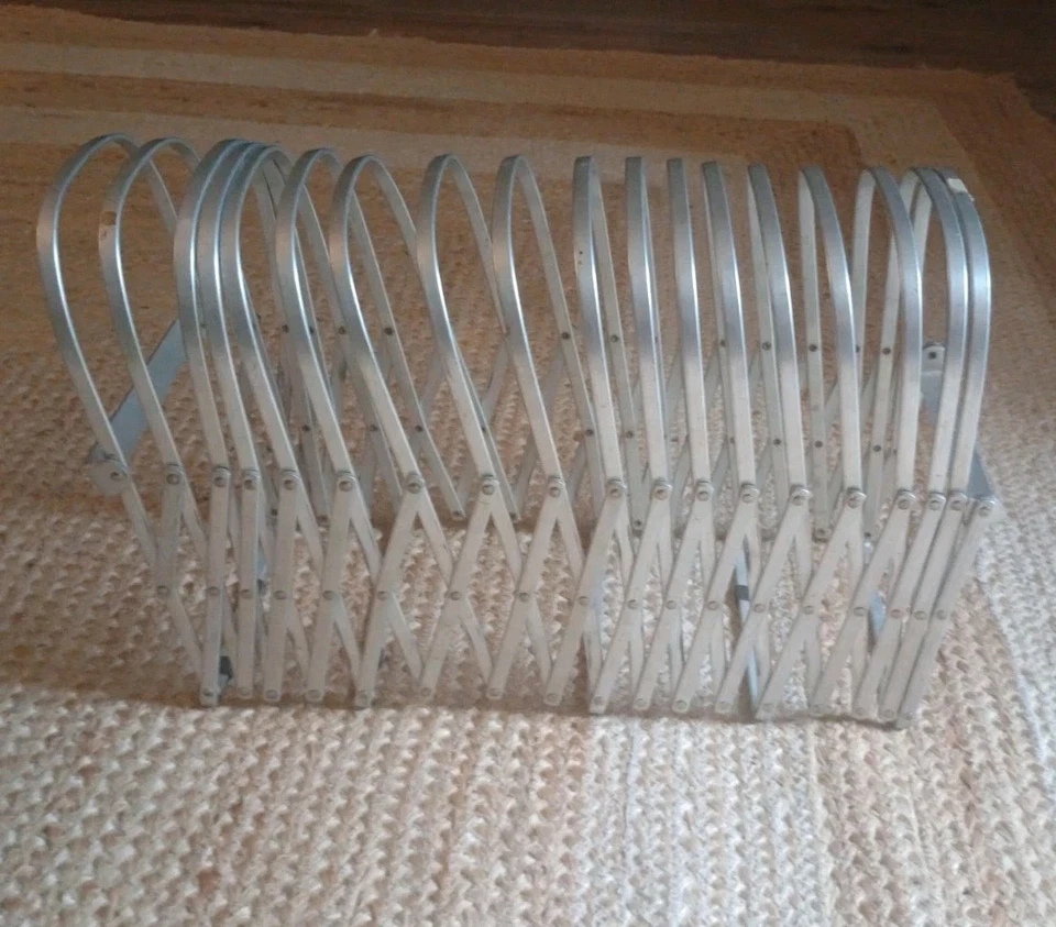 Vintage Expanding File Holder, Magazine Rack, Store Display, MCM, Aluminum Metal - Image 2 of 4