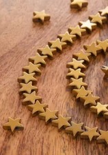 Plated Hematite Flat Star Beads Gold 8mm Qty:58