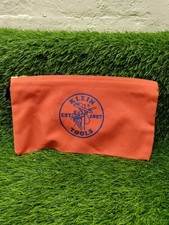 Klein Tools 1857 Tool Pouch USA Orange Zipper Closure Heavy Duty Small Stains