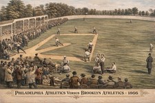 Modern Postcard PHILADELPHIA ATHLETICS VS BROOKLYN ATHLETICS 1866 Baseball D345