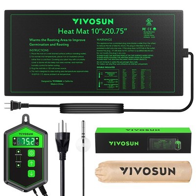 VIVOSUN 10''x20.75'' Seedling Heat Mat Combo Digital Thermostat Seed Starter Pad