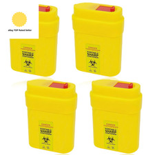 4 Pcs Sharps Bin Small, 0.21L Portable Travel Sharps Bin Mini Compact Square Le