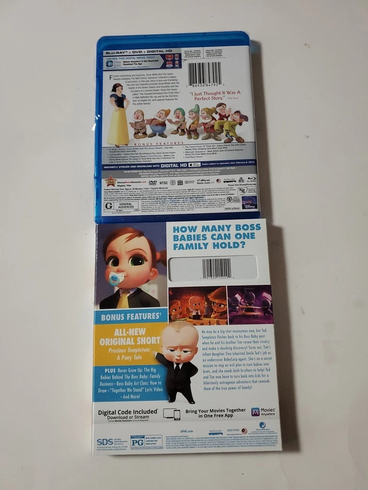 2 ANIMATED BLU-RAY MOVIES, DISNEY'S  SNOW WHITE AND THE SEVEN DWARFS +  THE BOSS - Image 2 of 2