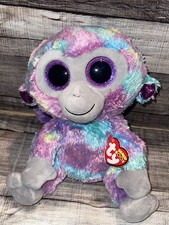 TY BEANIE BOO PLUSH MONKEY ZURI SPARKLY PURPLE EYES 10" STUFFED ANIMAL TOY