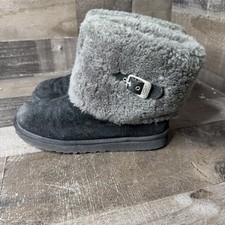 Botines UGG Ellee negros con piel de oveja gris para mujer talla 8