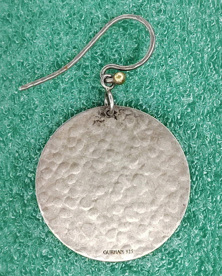 PENDIENTE ÚNICO GURHAN PLATA ESTERLINA 925 MARTILLADOS DISCOS COLGANTES Foto 3 de 4