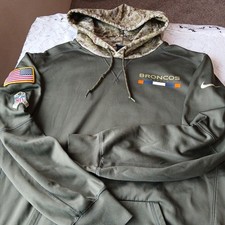 NIKE Dri-Fit Denver Broncos NFL Salute To Service USA Men s XL Hoodie Camo Hood