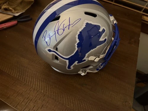 Barry Sanders Autographed Full Size Helmet Rep Detroit Lions Beckett COA