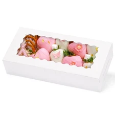 30pcs Cookie Boxes, 12x5.5x2.5 Inches White Bakery Box with Window for Treats...