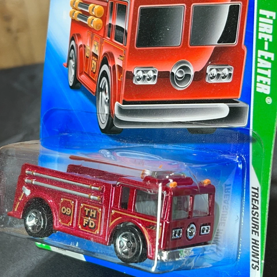 2009 Hot Wheels Treasure Hunts Fire-Eater Fire Truck Metallic Red - 1:64 Diecast - Image 3 of 4