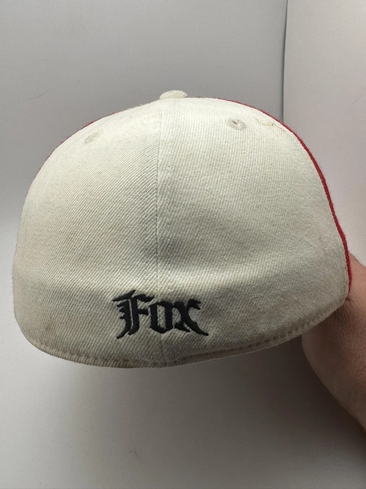 Gorra Fox Racing ajustada para hombre pequeña/mediana roja negra blanca Flexfit 210 Foto 3 de 4