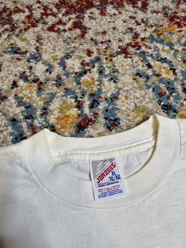 Vintage 90's Join Me Be Drug Free Graphic T-Shirt Size L/XL White JERZEES Tag - Picture 3 of 8