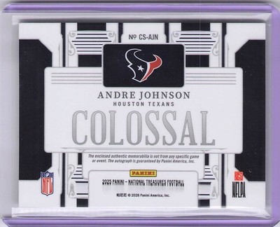 2025 Panini National Treasures Andre Johnson Colossal Patch Auto
