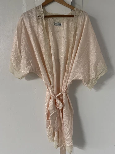 Accappatoio CHRISTIAN DIOR VINTAGE anni 70 lingerie rosa pizzo taglia small