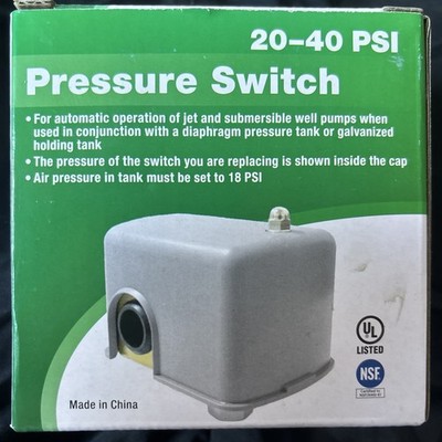 Water Source Well System Pressure Switch 20/40 NEW QUALITY!