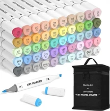 Shuttle Art Pastel 51 Colors Brush & Chisel Tip, 51 