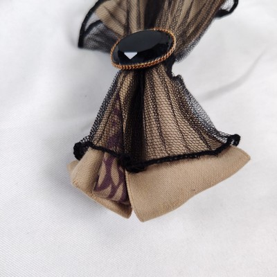 Vintage Dark Coquette Bow Hair Barrette Made in France Lace  display picture 2