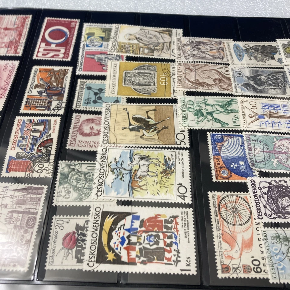 70+ Vtg USED Czechoslovakia 1960-1966 Colorful Stamps, on Plastic Stamp Sheet. - Image 4 of 4