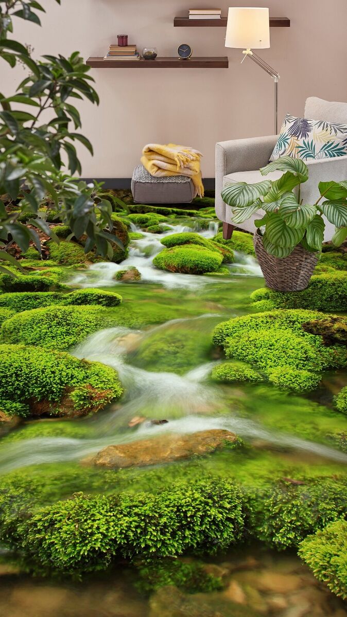 mossページ 3D Moss Stone SKE3886 Floor WallPaper Print Decal Epoxy