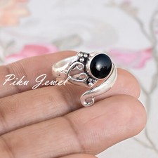 Black Onyx Natural Gemstone 925 Sterling Silver Fashion Ring Affordable Jewelry