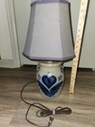 Vintage 1987 Rowe Pottery Works Heart Print Stoneware Large Lamp