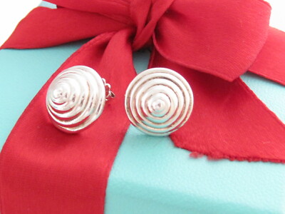 Tiffany & Co Silber 1999 Spirale Kegel Ohrringe Verpackung Box Etui