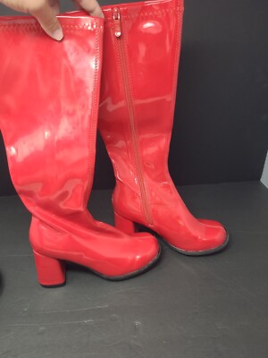 Red Gogo Go Go Dance Boots Size Halloween Costume FAST SHIPPING