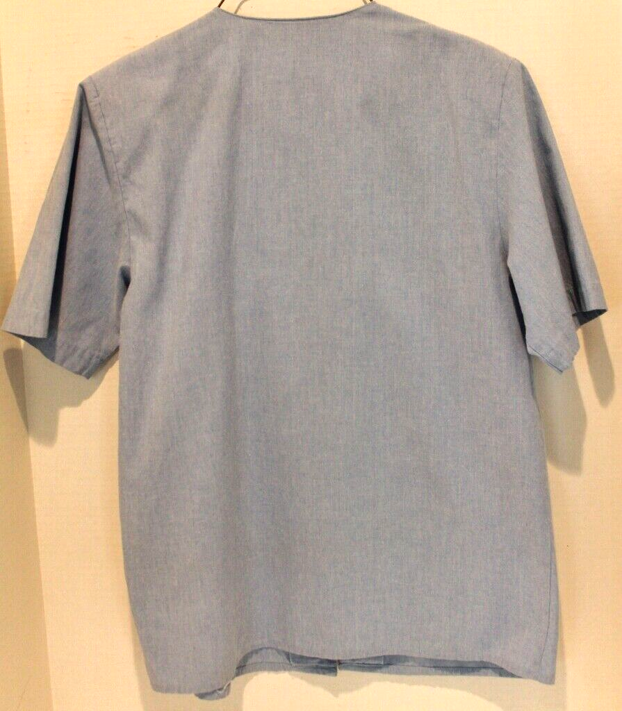 SAINT LAURENT Top camicia blusa sportiva Yves St Clair blu manica corta ricamato taglia S vintage us intime ottimeioni