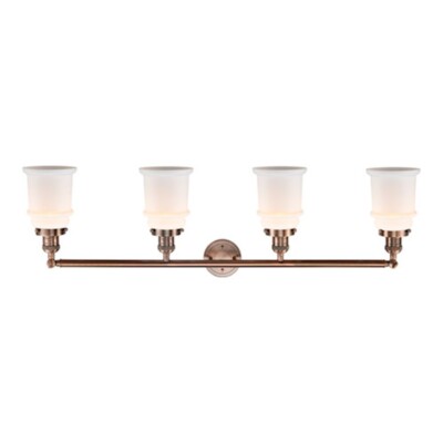 Innovations 181 Canton 4 Light Bath, Antique Copper/Matte White - 215-AC-G181