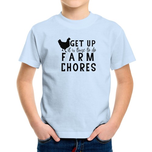 Funny Chicken Farm Toddler Kids Youth T-shirt get up it's time to do farm chores - Picture 10 of 16