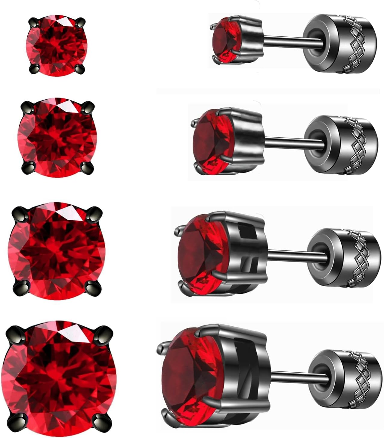 4 Pairs Titanium Hypoallergenic Earrings for Sensitive Ears,Rainbow 5A Cubic Zir