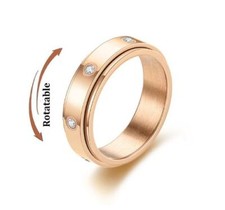Edelstahl Ringe Zirkonia Stressring Anti Stress Ring Dreier Drehbar Ring Elegant