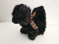 Russ Screech Black Cat Halloween Sparkly Plush Stuffed Animal Orange Nose Bow 6  