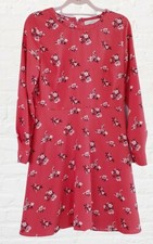 LOFT Adobe Orange Floral Long Sleeve Unlined A-Line Dress Size 8